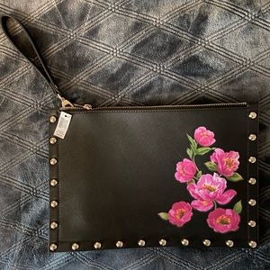 White House Black Market WHBM Flower Print Wristlet/Clutch